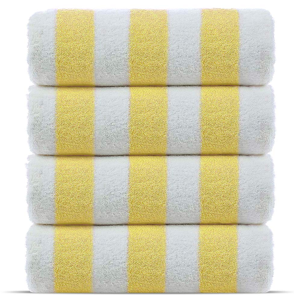 Chakir Turkish Linens premium cotton cabana towel in yellow, soft and absorbent for pool and beach