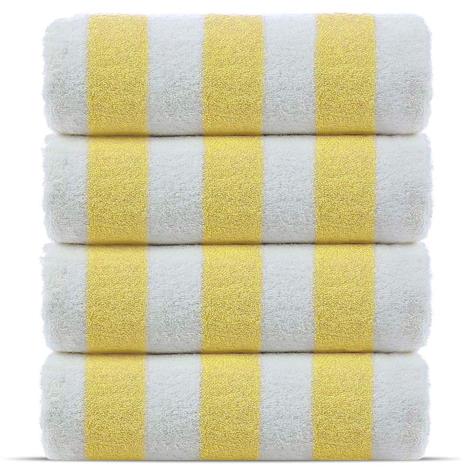 Chakir Turkish Linens premium cotton cabana towel in yellow, soft and absorbent for pool and beach