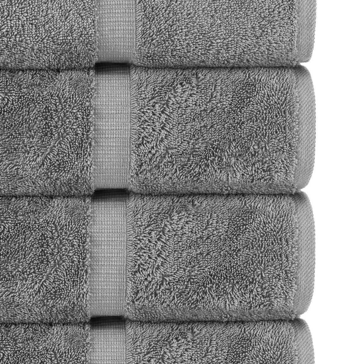 Premium cotton weave in gray towels ensures durability and long-lasting quality.