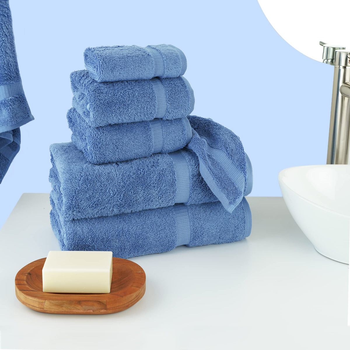Chakir Turkish Linens wedgewood hand towels for luxurious drying
