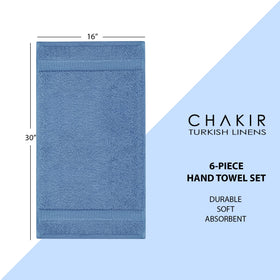 Chakir Turkish Linens wedgewood towel set on display highlighting 6-piece quality.