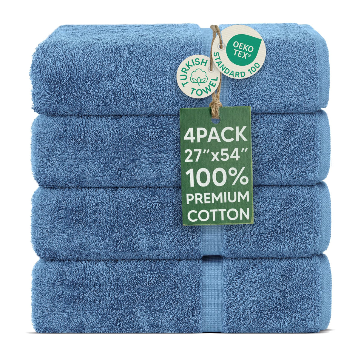 Chakir Turkish Linens wedgewood towels folded to reveal plush softness and premium texture.