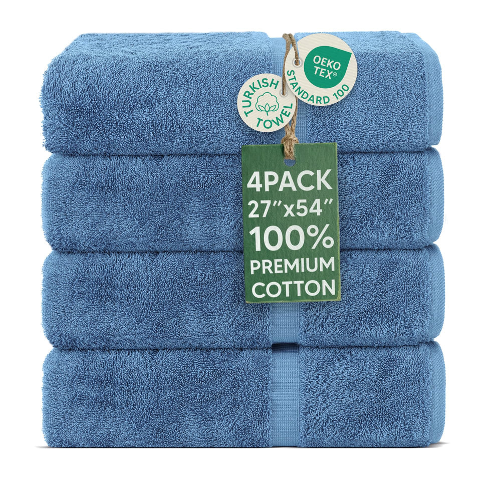 Chakir Turkish Linens wedgewood towels folded to reveal plush softness and premium texture.