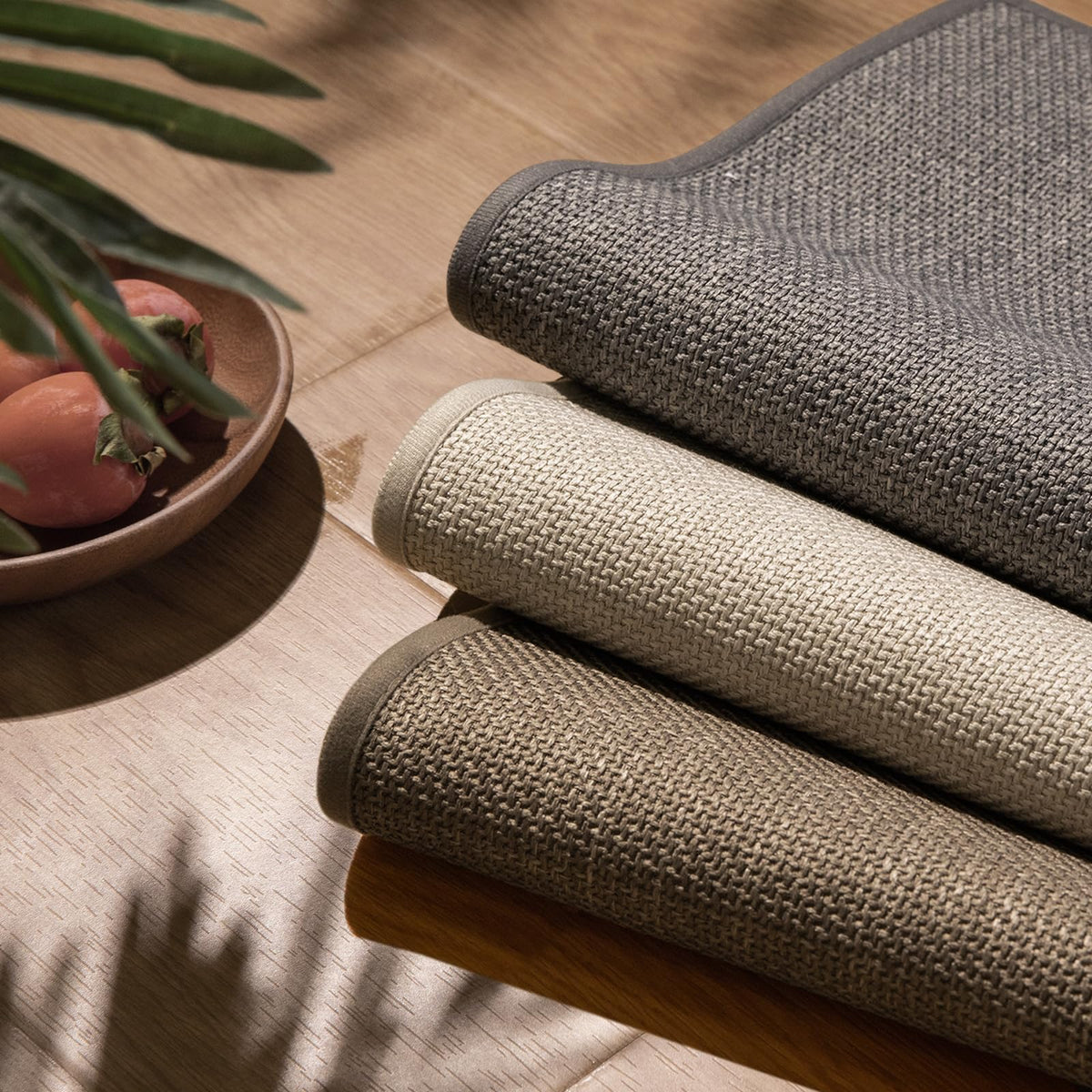 chakme low-profile rug stays flat without curling on the floor