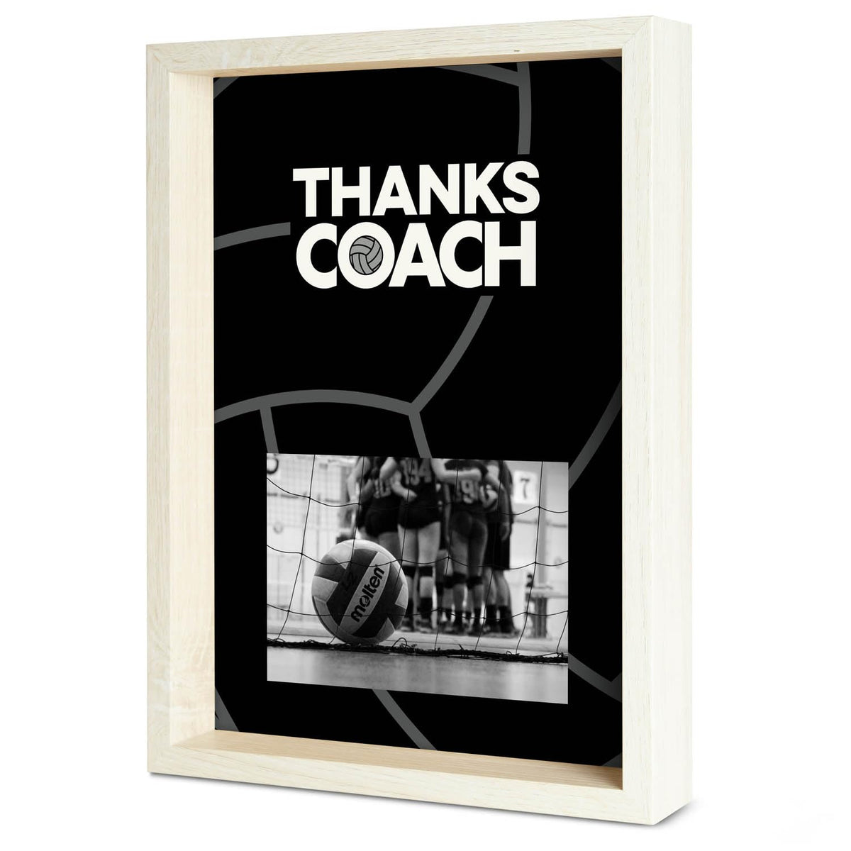 ChalkTalkSPORTS volleyball coach frame with signature-ready glass for team autographs.
