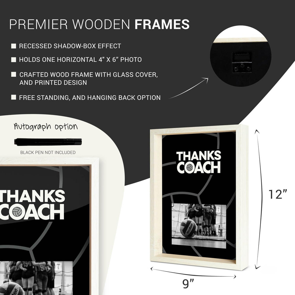 ChalkTalkSPORTS volleyball coach frame mounted on wall for keepsakes.