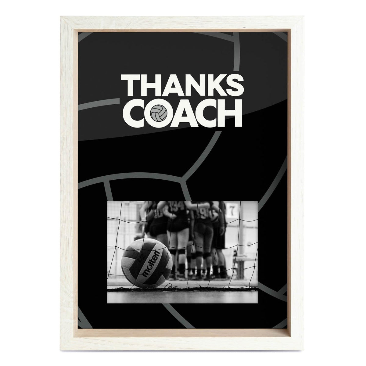 ChalkTalkSPORTS wooden-like frame adds bold volleyball style to any display.
