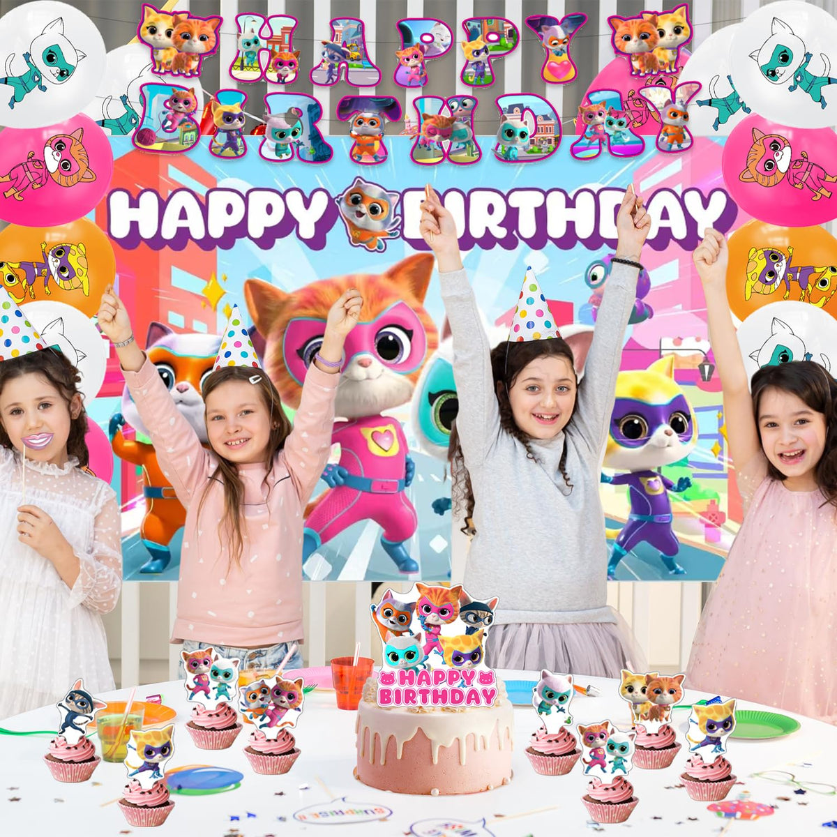 CHAMPBULL Super Kitties party collection provides cohesive decor in one set