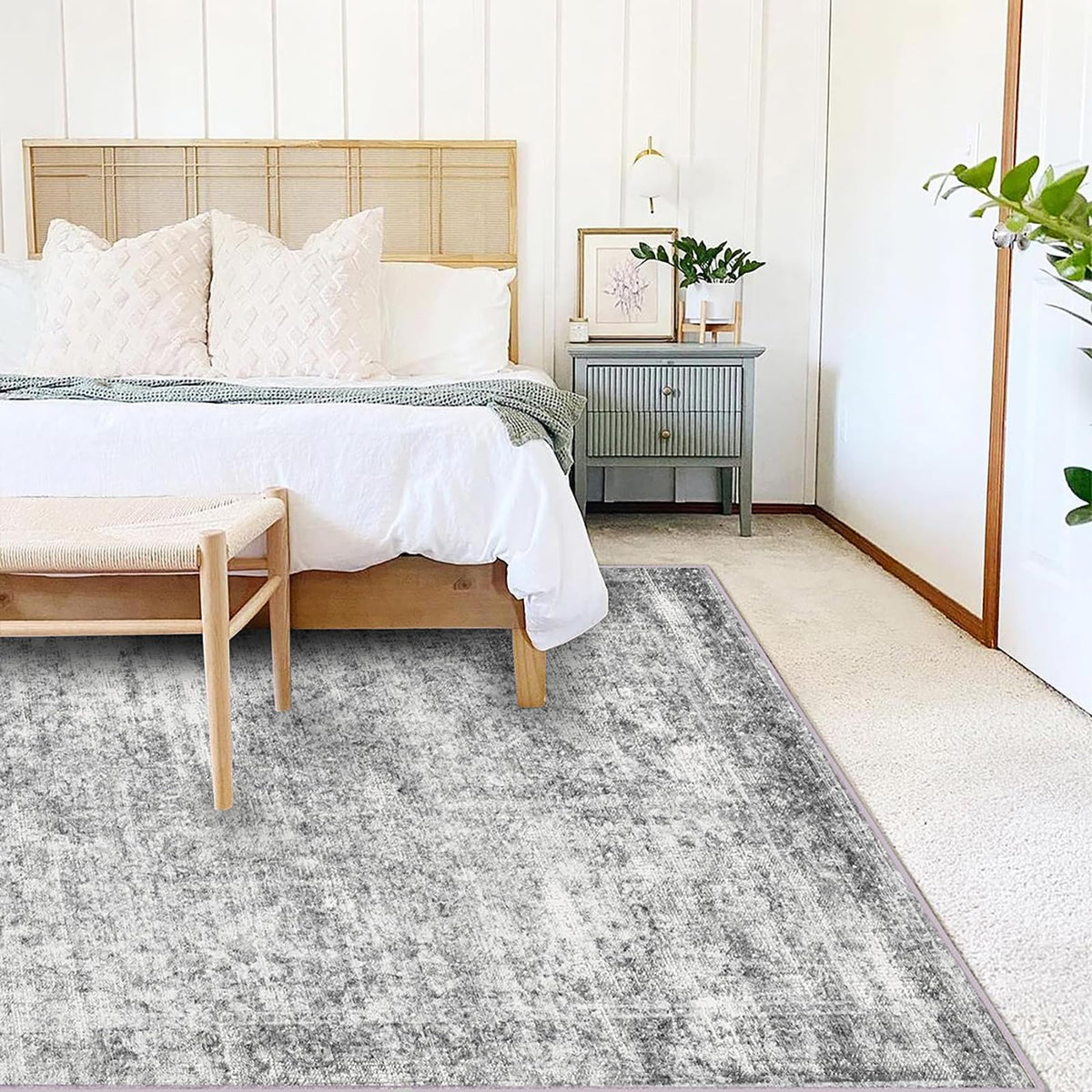 CHAMPLANT 5x7 rug closeup reveals floral print and plush texture for living areas.