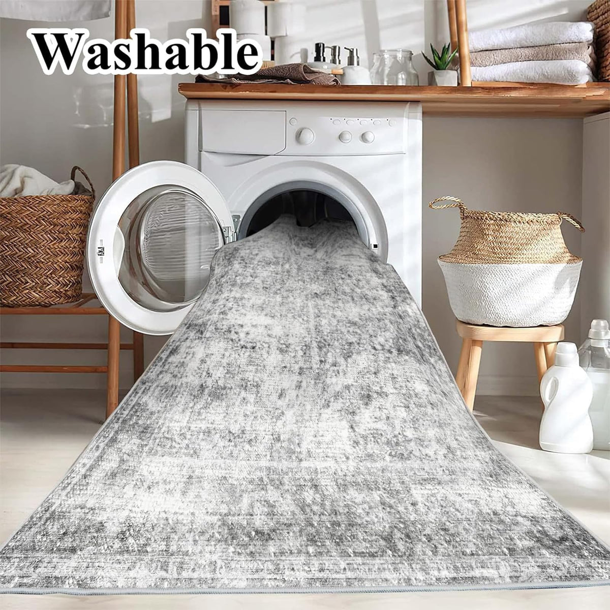 CHAMPLANT 5x7 rug with non-slip backing for stable placement on floors.