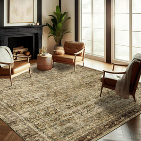 Champlant area rug 6x9 dark brown with vintage floral pattern for living room style and comfort