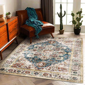 Champlant rug with non-slip backing stays in place in busy homes