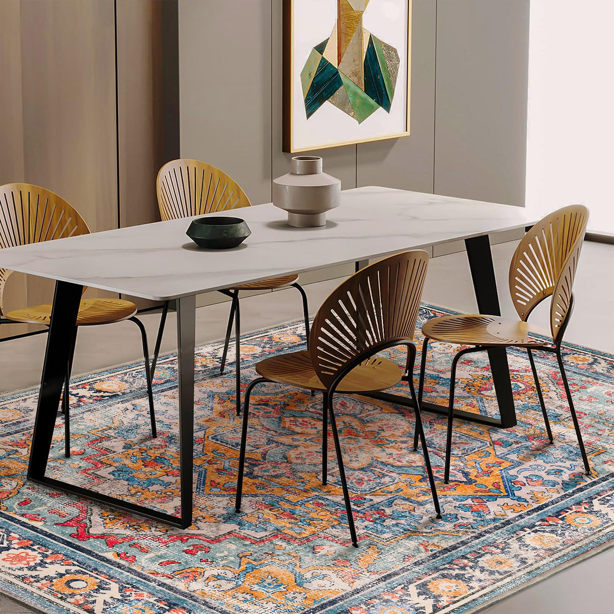 CHAMPLANT non-slip rug with rubber backing stays put in high-traffic spaces