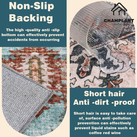 CHAMPLANT kid and pet-friendly low-pile rug resists hair and stains.