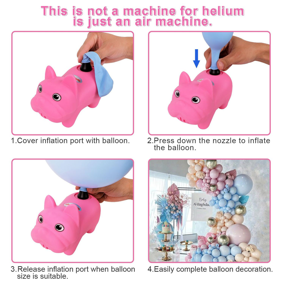 Chamvis electric pump inflates hundreds of balloons safely and quietly.