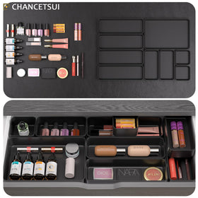 CHANCETSUI bathroom-drawer-organizers sturdy PET plastic keeps items secure and tidy