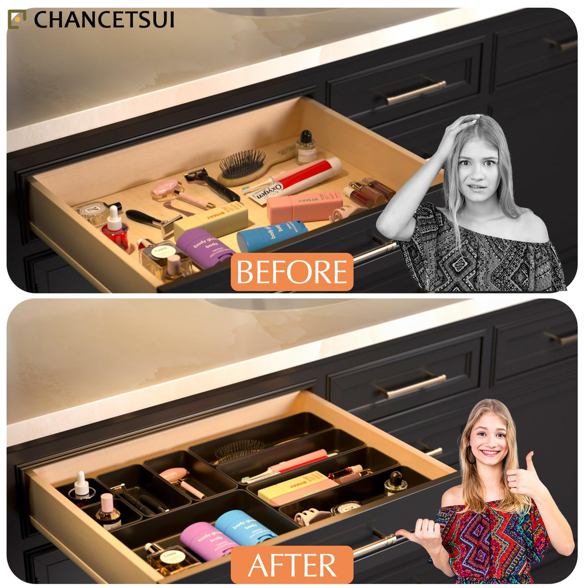 CHANCETSUI storage-trays in five colors enable customizable organization