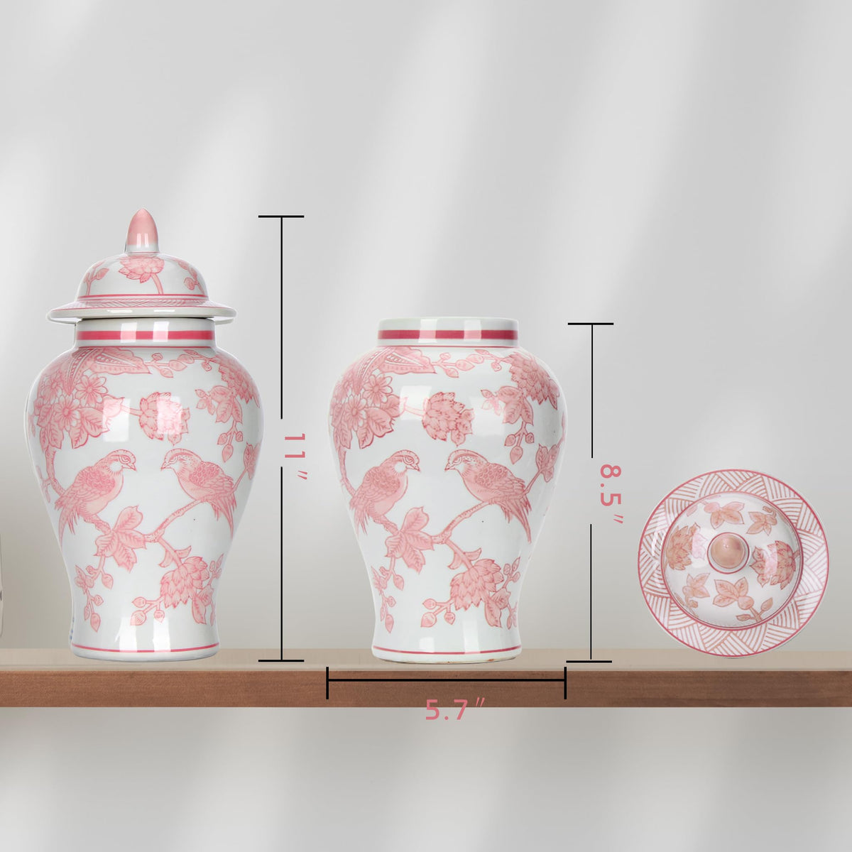 CHANG SONG floral temple jar adds warmth to living rooms and dining spaces.