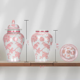 CHANG SONG floral temple jar adds warmth to living rooms and dining spaces.