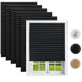 Changshade 6-pack pleated shades in black, tool-free privacy and light control.