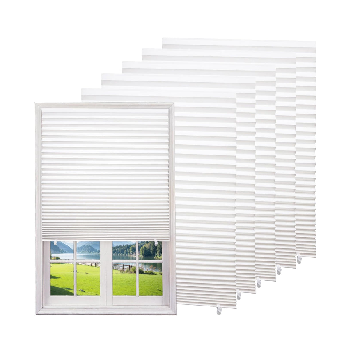 Changshade 6-pack adhesive window blinds for quick privacy and light control.