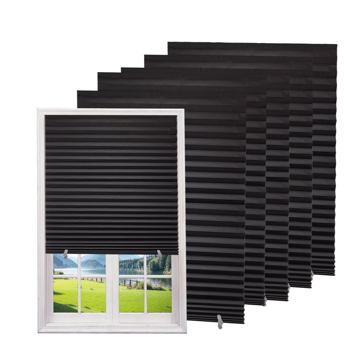 Changshade six-pack paper blinds packaging demonstrates ready-to-install window coverings for renters.