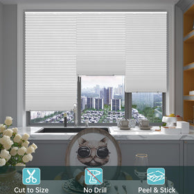Changshade white shades offer soft light filtering for a bright, cozy room.