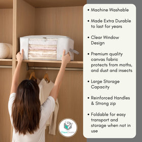 Dustproof fabric bags keeping bedding and linens clean