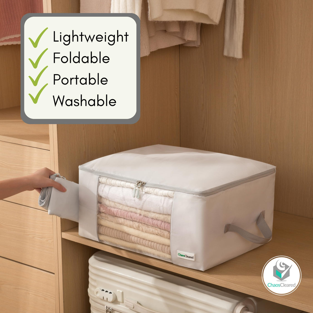Fold-flat storage bags saving space when not in use