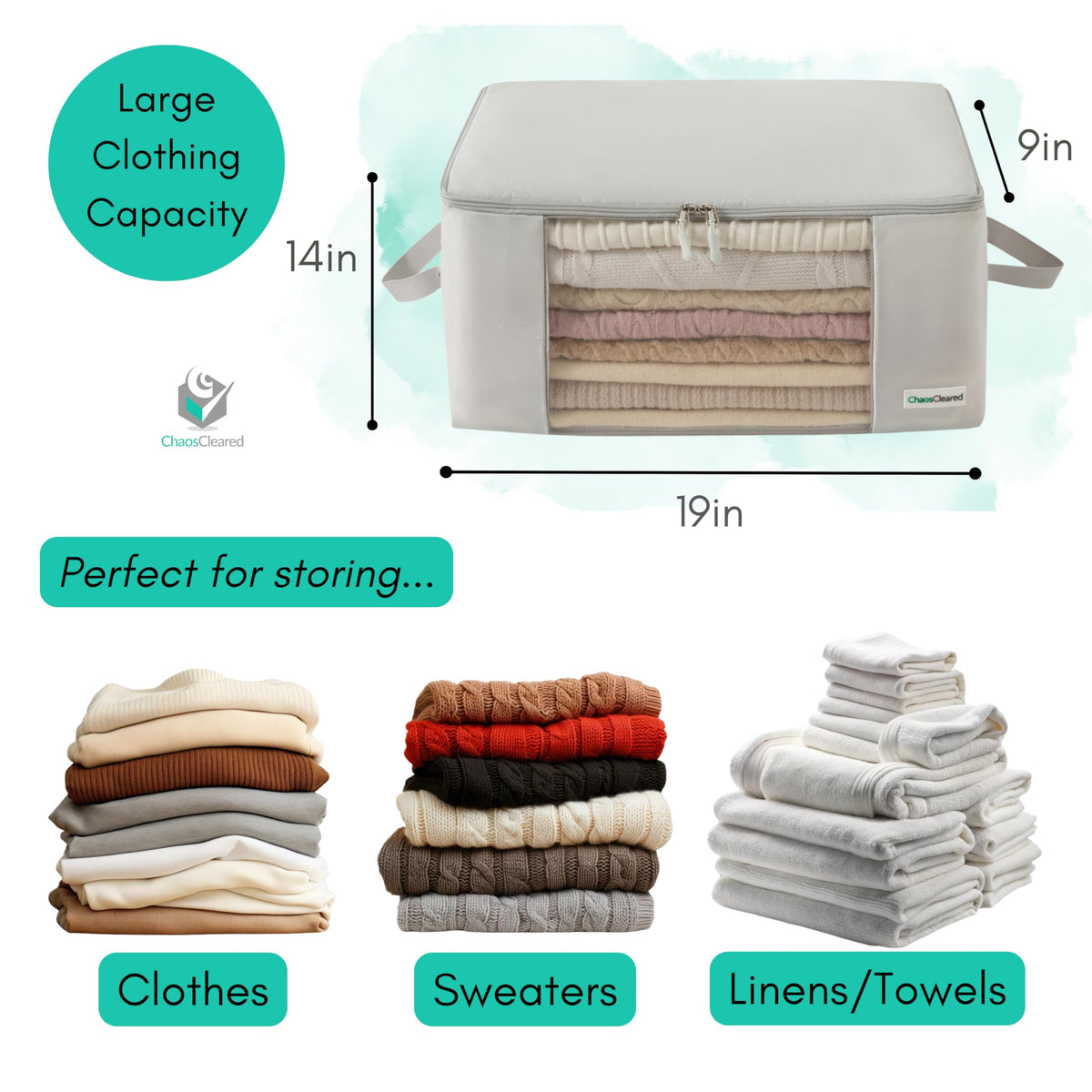 Underbed storage bags with zip and window for quick visibility