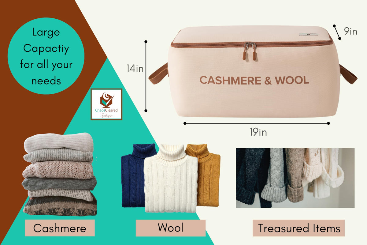 Chaos Cleared wool sweaters in bag demonstrate safe, dust-free storage