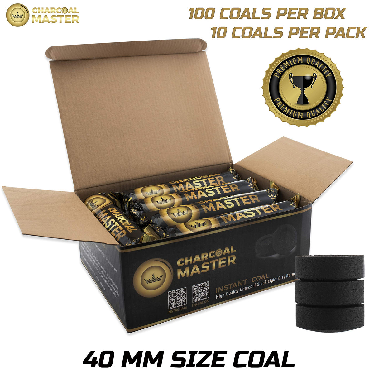 Charcoal Master fruit tree wood disks odorless preserving aroma.