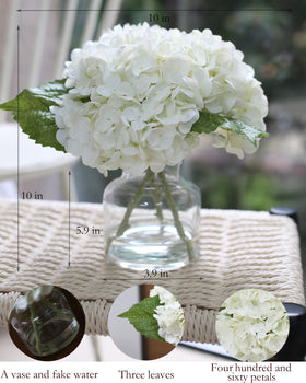 CHASMILE artificial hydrangea in vase detail emphasizes vivid petal texture and natural shape