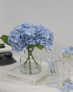 CHASMILE blue hydrangea arrangement for a calming color accent.
