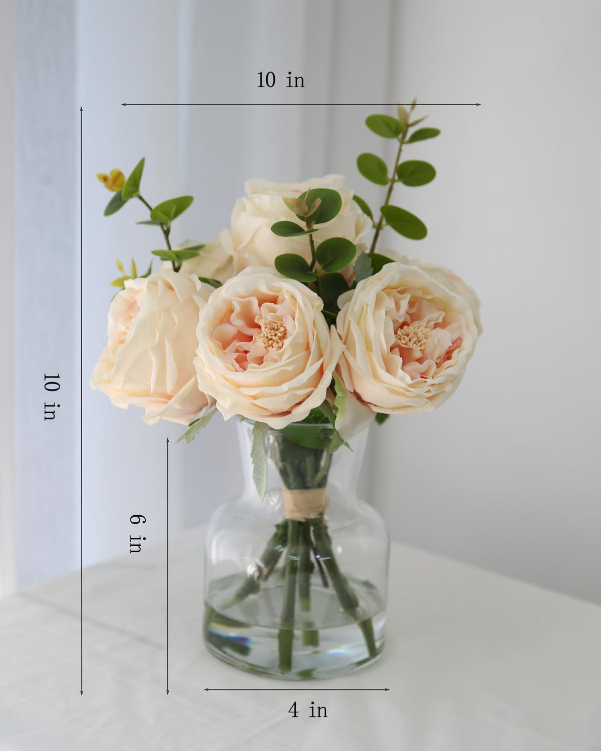 CHASMILE lifelike champagne roses in vase close-up petals for realistic decorative detail.