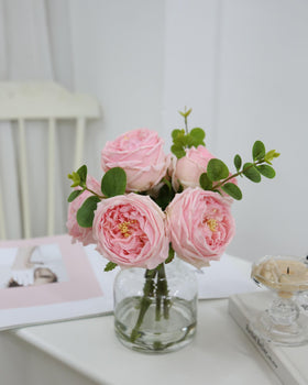 CHASMILE faux flowers in glass vase with realistic touch and water look