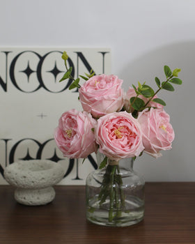 CHASMILE lifelike pink roses in vase enhance living room decor year round
