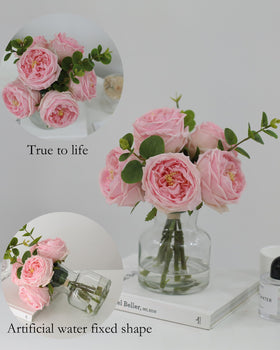 CHASMILE pink roses arrangement in vase suitable for holiday gifting