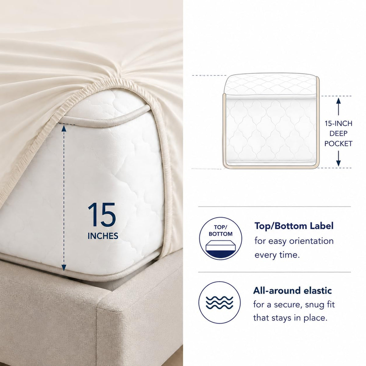 CHATEAU HOME COLLECTION 800TC queen sheets ivory tone add calm elegance