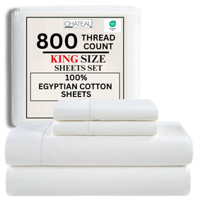 CHATEAU HOME COLLECTION king size Egyptian cotton sheets set showing soft, breathable luxury.