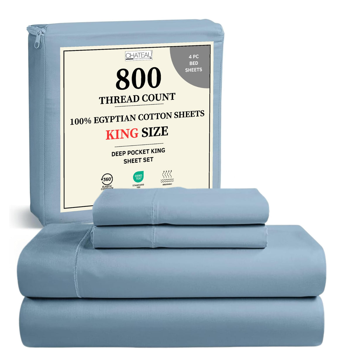 CHATEAU HOME COLLECTION king flat sheet close-up reveals silky sateen texture for luxury sleep.