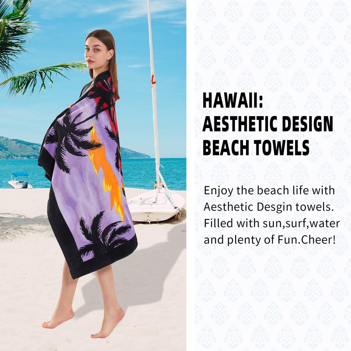 Chavish high-absorbent 100% cotton velour towel for quick drying.