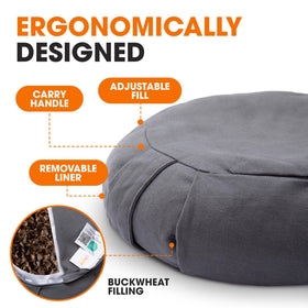 Yoga prop for seated poses using Cheer Collection cushion.