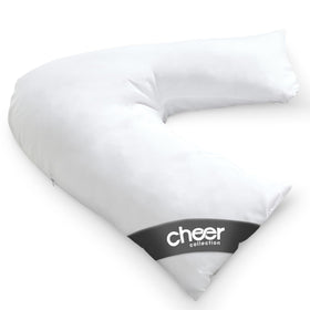 Cheer Collection Oversized V-Shaped Pillow closeup highlighting plush neck support for comfort