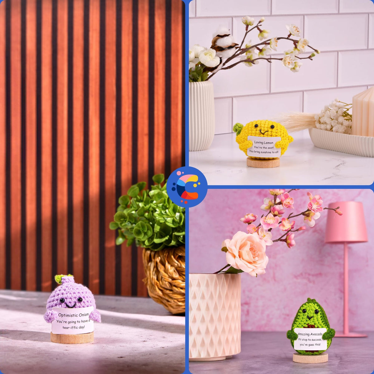 Cheerspace Cheerpal Veggies Peppy Pickle on stand, cute coworker gift idea.