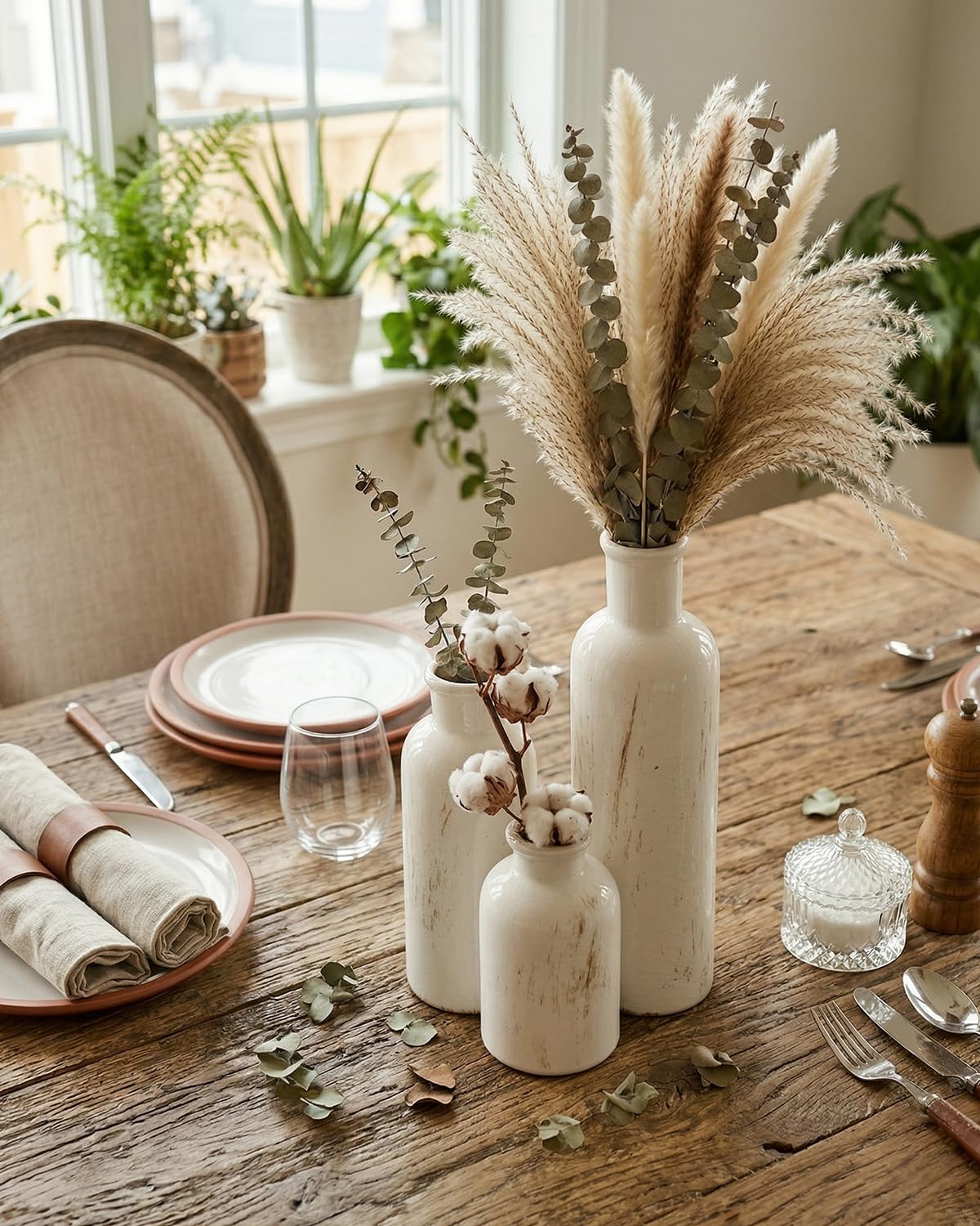 Distressed glaze and clean lines suit both rustic and modern spaces.
