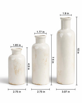 Three-piece vase heights of 10, 7.5, and 5 inches add depth to shelves.