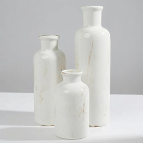 CheeryStow white vase set with crackle glaze for a vintage farmhouse feel.