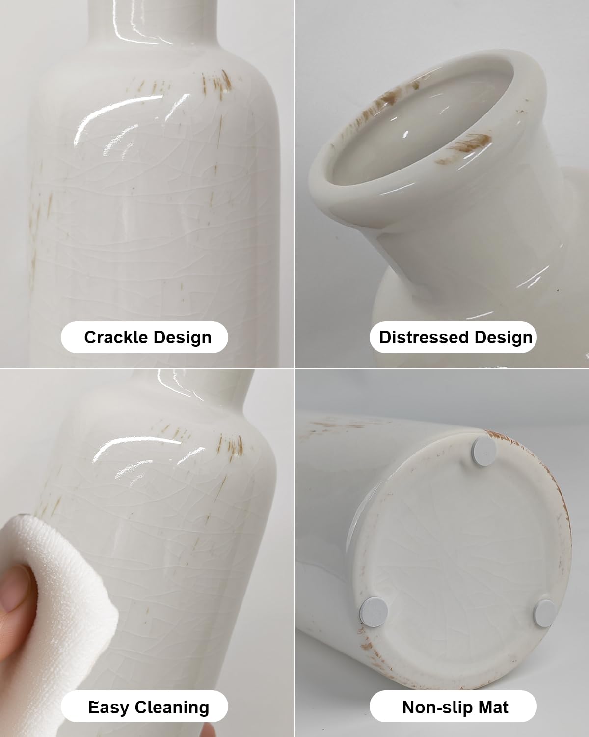 CheeryStow 10, 7.5, 5 inch vases create visual depth on mantels.
