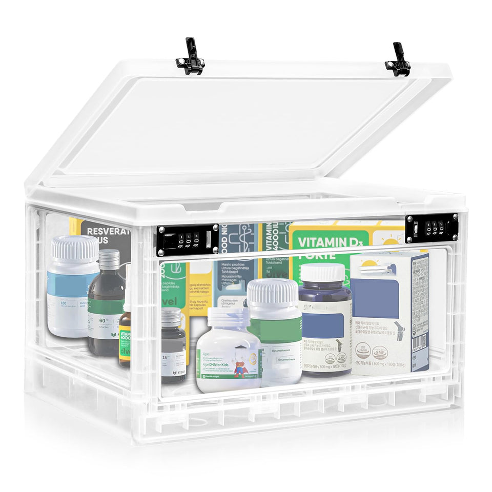 chefeggukk large medicine lock box front view shows spacious home storage for meds and snacks